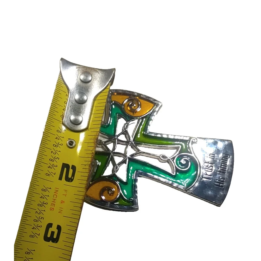 Trust In His Timing Cross Pendant Faux Stain Glass